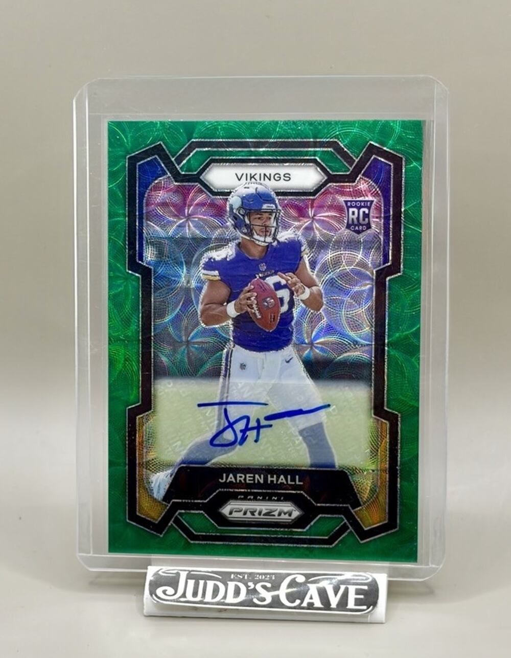 🚨 2023 Panini Prizm - Rookies Jaren Hall #367 Green Scope Prizm Auto RC /75 🏈